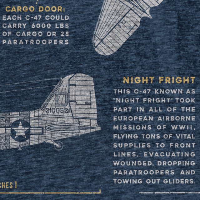 Night Fright Blueprint T-Shirt Vintage Blue